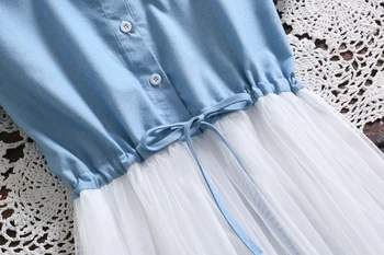 Moterų palaidinė Kietas-Line suknelė moterims viršuje vasaros naują 2019 siuvinėjimo, susiuvimo akių netikrą du trumpi rankovėmis suknelės 3516 50