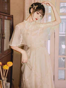 Moterų studenčių Kinijos vėjo kasdien modifikuotų hanfu suknelė