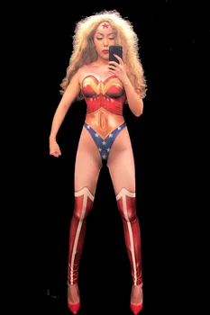 Nauja seksuali moteris aerobikos 3D Spausdinimo jumpsuit naktinis klubas Partijos Veiklos Dainininkas Etape Dėvėti ping