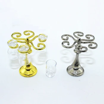 1/12 Miniatiūriniai Lėlių Priedai Mini Goblet Rėmo Modeliavimas Vyno taurė Stovo Modelis Žaislai Doll House Dekoro