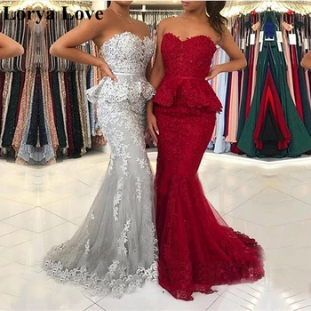 Juoda/Raudona Undinėlės Vakaro Suknelės 2020 M. Moteris Oficialią Šalies Chalatas De Soiree Rankovių Nėrinių Aplikacijos Elegantiškas Vestido Ilgai Prom Dress