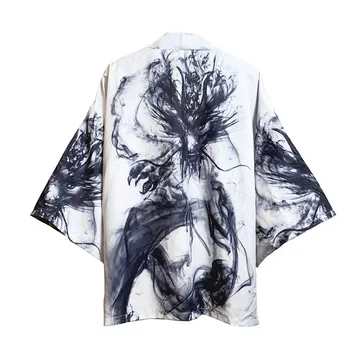 Naujovė Derliaus Japonų Kimono Japonų Cardigan Kinų Stiliaus 3D Spausdinimo Dragon Kimono Yukata Haori Skraiste Streetwear Už Unisex
