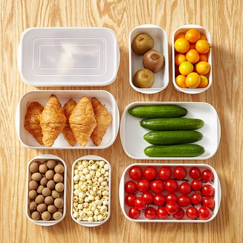 4pcs Šaldytuvas Organizatorius Maisto produktų Laikymo indai Su Dangteliu Šaldytuve Antspaudas plastikinę Dėžutę, Maistui Mikrobangų Šildymo, Šaldymo Dėžės