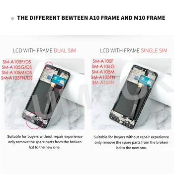 LCD Samsung A10 A105F SM-A105F Jutiklinio Ekrano Rėmelis skaitmeninis keitiklis Asamblėjos Rodyti A10 A105F SM-A105F Ekrano pakeitimas