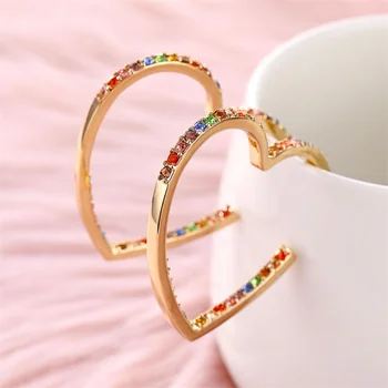 VKME paprasta perdėti širdies formos auskarai 2019 auskarai moterų mados korėjos kristalų metalo širdies auskarai dovana naujų papuošalų
