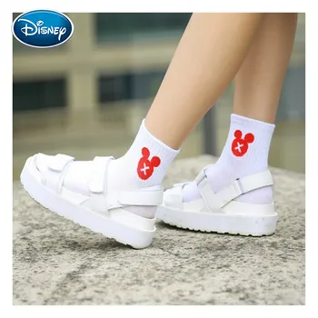 Disney Mergina Kojinės animacinių filmų Mickey medvilnės korėjos versija kolegijos stiliaus mielas vamzdis kojinės Moterims Kojinės