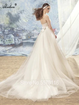 Alonlivn Elegantiškas Šilko Organza Brangioji-Line Vestuvių Suknelės Floor-Length Rankovių Nuotakos Suknelės