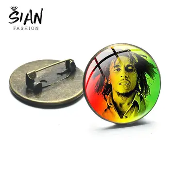 SIAN Jamaikos Reggae Atlikėjas Bob Marley Sagės Super Muzikos Žvaigždė Punk Nuotrauką Stiklo Cabochon Emblemos Vyrai Moterys Maišelį Apdaila