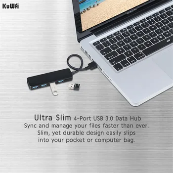 KuWFi USB Hub 4 Prievadų USb Išorės Splitter Su Mikro Uosto Kompiuterių Priedai Imac Nešiojamas USB Hub Adapteris