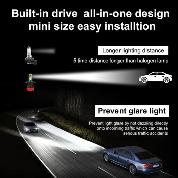 KKMOON Automobilio LED Žibintų Lemputės H1/H11/9005/H4/9006 2vnt Aukštos kokybės Automobilių Žibintų Lemputė, Rūko Lemputės