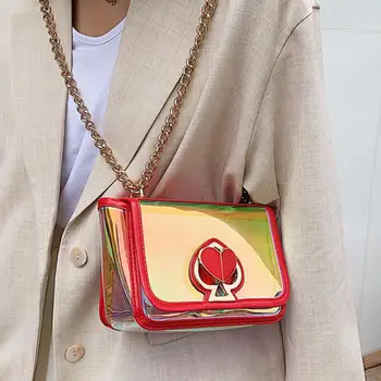 Lazerio Skaidrios Želė Aikštėje Crossbody maišelį 2020 Nauji Aukštos kokybės PVC Moterų Dizaineris Rankinės Grandinės Petį Krepšys