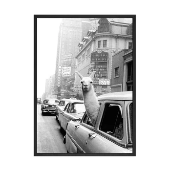 Lama taksi į Times Square Drobė nuotraukas ir Plakatus Derliaus Juoda Balta Spausdinti New York City Nuotraukų, Sienos Menas Namų Dekoro
