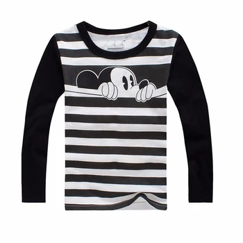 Disney Medvilnės Marškinėliai ilgomis Rankovėmis Pavasario/Rudens Mickey Mouse Animacinių filmų T marškinėliai Berniukams, Mergaitėms Atsitiktinis Tees Vaikų Drabužiai