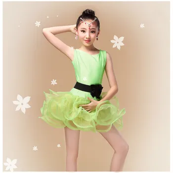 Naujas Merginų, Vaikų Šokių Suknelė Nėrinių Lotynų Šokių Suknelė Žalia Rausva Raudona Spalva Fancy Dress Vaikų Pramoginių Šokių Drabužiai