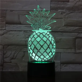 Ananasų Naktį Šviesos diodų (LED) 7 Spalvų 3D Optinė Iliuzija Lempos, Miegamojo Stalas Naktį Lempos Mielas Vaisių Formos Lempa Lašas Laivybos
