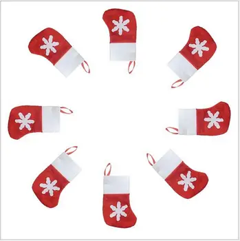 8pcs mielas Kalėdų dekoracijos, snaigės naujųjų metų ornamentais Mini raudonos kojinės stalo plokštės kojinės šalies Prekių