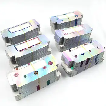 Holografinis 10vnt Pakavimo dėžutė blakstienų tuščią blakstienos paketo Spalvotų popieriaus langelį Blakstienos DIYflash pakavimo dėžutė makiažas