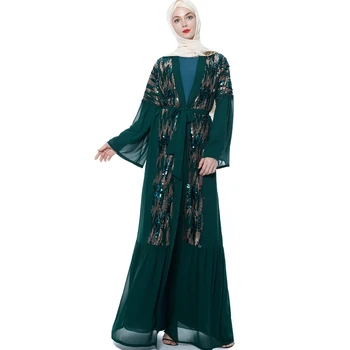 INS Naujas blizgančiais kutais cardigan Musulmonų ilgomis rankovėmis viršutiniai drabužiai moterų sijonas kimono dubajus abaja turkija MSL078