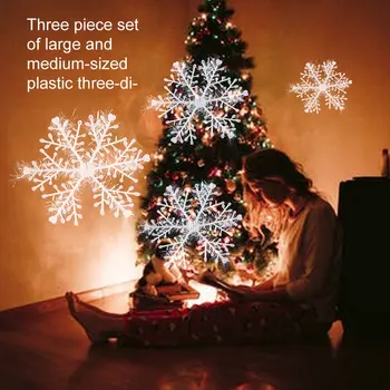 Kalėdų Medžio Apdaila Snaigės Plastiko trimatis Snaigės Pakabukas 3Pcs Kalėdų Dekoracijos