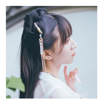 QIANJI2019 Han Dinastijos plaukų aksesuarai gėlių jade kutas asmenybė, temperamentas klasikinio grožio Hanfeng šukuosena