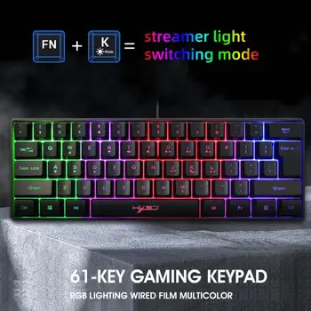 Žaidimų Mechaninė Klaviatūra Laidinė klaviatūra RGB Apšvietimo 61key Kelis Sparčiųjų klavišų Kombinacijos Žaidimas Nešiojamas KOMPIUTERIS Dropship