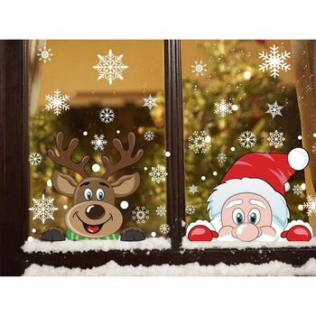 Kalėdų Gyvenamasis Kambarys Lipdukas Santa Claus sniego Kūrybos Durų Lipdukas Lango Namų Dekoro Kalėdų Sienos Plakatas Briedis lipdukai