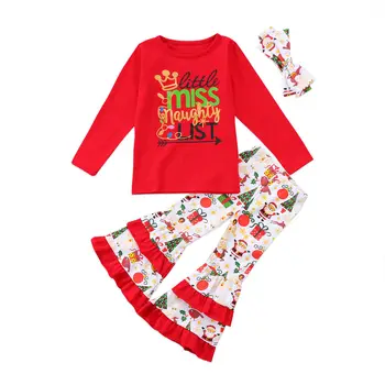 Emmababy Bamblys Vaikams Baby Girl Laiškas Spausdinti Top Marškinėliai +Ilgas Gėlių Flare Kelnės, Antblauzdžiai Rinkinys