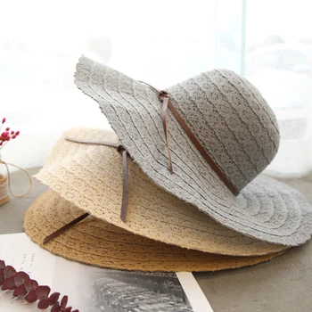 Mingjiebihuo Naujas Mados Pavasario Vasaros Saulės, apsauga nuo saulės Paplūdimyje Saulės Skrybėlę Banga Lauko Atostogų patogus saldus Šiaudų Skrybėlę