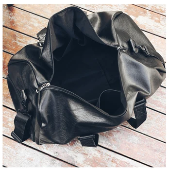 Mados Kokybės kelioninis Krepšys Moterims black PU Oda Sporto Krepšiai rankinį Bagažą Vyrų Duffle Bag