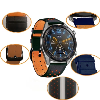 22mm smartwatch juostų riešo juostos Greitai pakeisti minkštas Odinis dirželis Odos draugiškas prakaitui Žiūrėti belt 