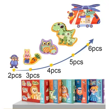 6Pcs/Set Mediniai Atitikimo Puzzle su Cute Cartoon Formos Vaikų Pažinimo Žaislai, Dovanos