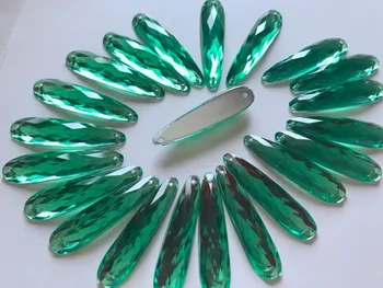 Ilgai lašo formos 9*36mm žalia Arcyl kristalų siūti kalnų krištolas flatback masės vertus siuvimo akmens