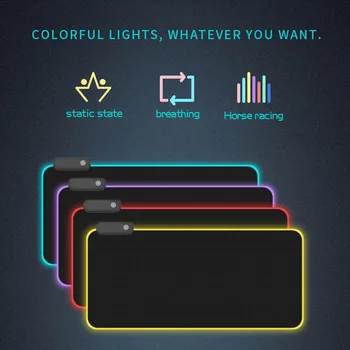 Pelės Mygtukai LED RGB Šviesos 8 Apšvietimo Režimai Žėrintis Kilimėlis neslidžios Gumos Apačioje Audinio Klaviatūros Mygtukai