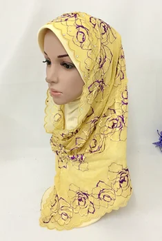 (12 vnt/lot), naujo dizaino mados nėriniai dvi peices musulmonišką hidžabą šalikas (vidinis galite dėvėti hijab atskirą) vestuvių hijab ML0670
