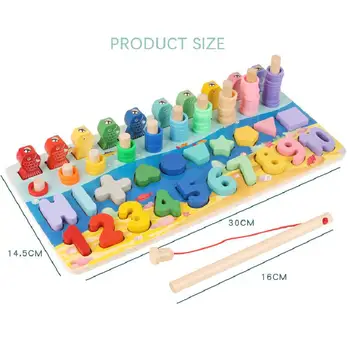 Ikimokyklinio Montessori Medinių Vaikų Žaislas Kūdikiui Švietimo Užimtas Valdybos Matematikos Žvejybos Skaitmeniniai Blokai Geometrinėmis Figūromis Žaislas