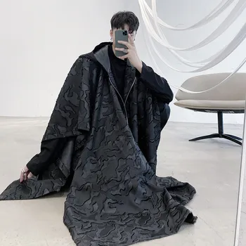 Vyrų, Moterų Streetwear Gothic Punk Laisvas Megztinis Švarkas viršutinių drabužių siuvimas Vyrams 3D Modelis su Gobtuvu Apsiaustu Vidutinio Ilgio Tranšėjos Paltai
