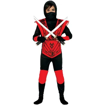 Guirca-ninja kostiumas, vaikams 5-6 metų, raudonos ir juodos (83257)