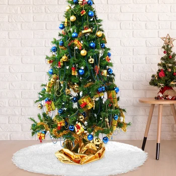 Kalėdų Eglutė Sijonai Medžio Pagrindo Grindų Kilimėlis Anti-Slip Kilimų Durų Pėdos Padas Apvalūs Medžio Prijuostė Balta Butas Šlyties Kilimų Sėdynės Padengti