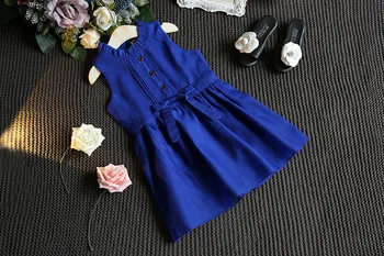 R&Z mergaitiškus Vasaros trumpomis Rankovėmis, Tamsiai Mėlynos Princesė Dress Šifono Mados vaikiški Drabužiai