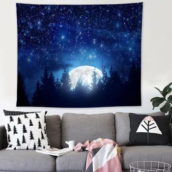 Gobelenas Cosmic Black Star Mėnulis Serija Šiaurės Siena Antklodė Laisvalaikio Sofa Fone Audinio Apdaila Nw