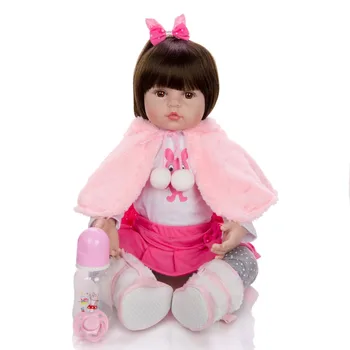 Mergaitės lėlės žaislas 48cm 3/4 mini minkšto Silikono lėlės reborn Tikroviška modeliavimas kūdikių rudos arba mėlynos akys, princesė dovanos Vaikams