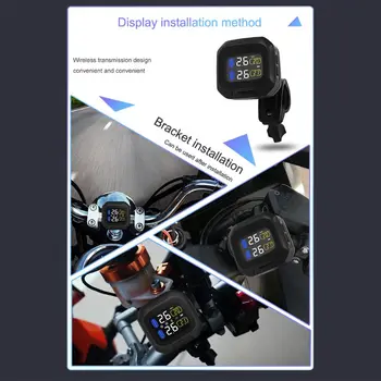 M3 Vandeniui Motociklo Realiu Laiku Padangų Slėgio Stebėjimo Sistema, LCD Ekranas Išorės Jutiklis