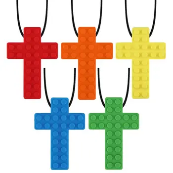 Jutimo Kramtyti Karoliai Plytų Vaikai Chewy Silikono Kramtymas Teether Žaislas, skirtas Vaikams, sergantiems Autizmu,