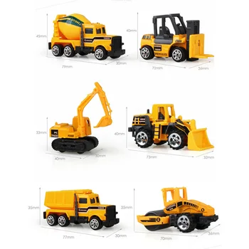 6 Vnt. Vaikiškų Žaislų Ekskavatorių Žaislų Automobiliai Statybos Sunkvežimis Krano Buldozeris Bakas Surinkimo Dovana BM88