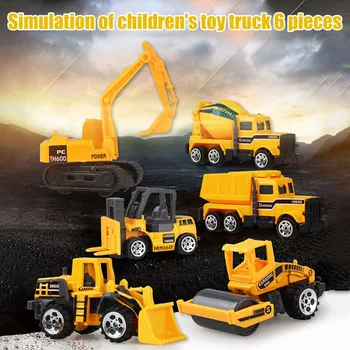 6 Vnt. Vaikiškų Žaislų Ekskavatorių Žaislų Automobiliai Statybos Sunkvežimis Krano Buldozeris Bakas Surinkimo Dovana BM88