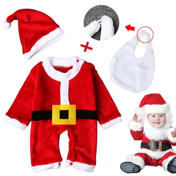Vaikų Kalėdų Drabužiai, Kūdikių Berniukų Rudens Žiemos Kostiumas, Santa Jumpsuit + Hat 3pcs Bamblys Mergina Drabužius Romper Kostiumai Vaikams