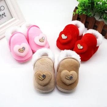 Žiemos Kūdikių Mergaitės, Batai, Plius, Medvilnės, Aksomo Bamblys Širdies Formos Šiltas Pirmą Walker Žieminiai Batai Minkštas Vienintelis Prewalker Kūdikių Shoes5