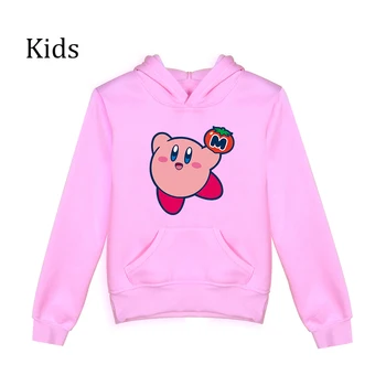 Berniukams, mergaitėms su Gobtuvu Mielas Kirby Vaikų Hoodies Mados palaidinės Harajuku Streetwear Rudenį Atsitiktinis juoda Kirby Vaikai Hoodie