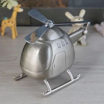 Kūrybos Sraigtasparnis Piggy Bank Metalo Amatų Orlaivių Pakeisti Jar Namų Puošybai Apdailos Vaikų Prabangos Dovanos
