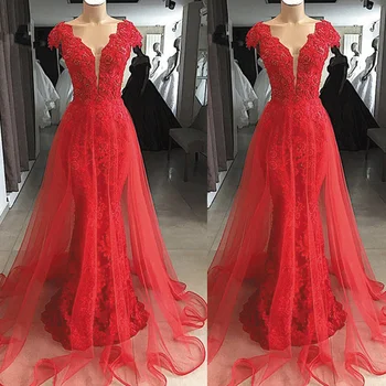 SuperKimJo Raudonos Nėrinių Prom Dresses Ilgai Vestidos Largos De Fiesta Zawalcowany Elegantiška Prom Suknelė Gala Jurken Vestido De Festa